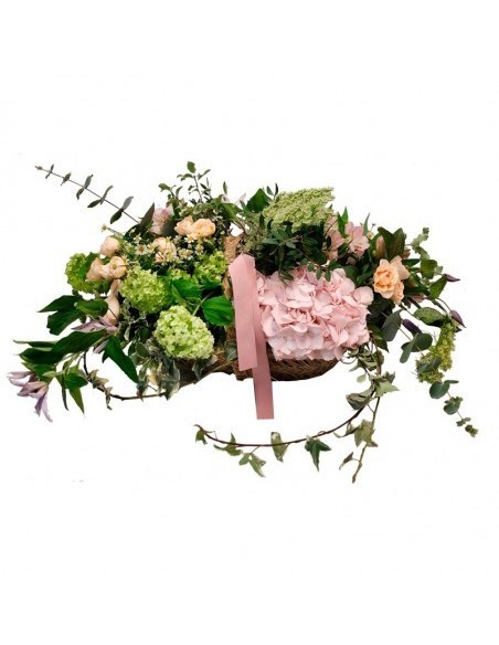 CESTO DE ESPARTO CON FLORES SILVESTRES